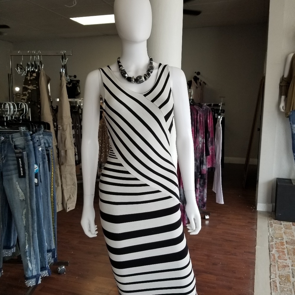Asymmetrical stripe dress